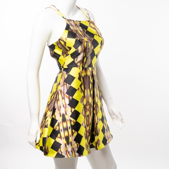 INTRIGUE COUTURE Back Out Geometric Halter Swing Dress - Picture 11 of 11